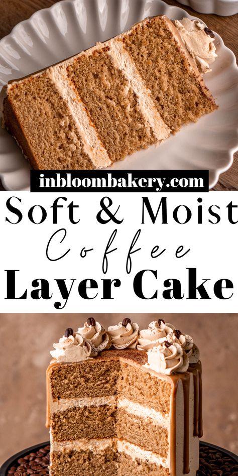 Coffee Flavoured Cake Recipes, Easy Mocha Cake, Coffee Cake Frosting, Coffee Flavoured Desserts, Coffee Layer Cake Recipes, Cappuccino Cake Recipe, Coffee Flavored Desserts, Coffee Wedding Cake, Moist Coffee Cake Recipe