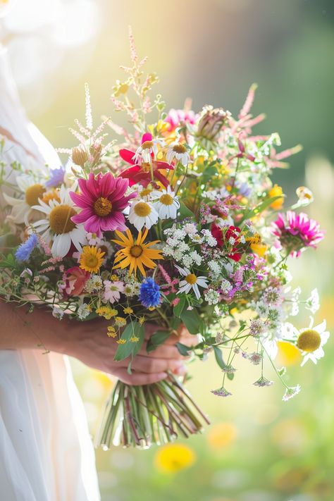 80+ Wildflower Wedding Bouquets for a Boho Wedding | Matched Hearts Wildflowers Aesthetic, Bouquet Wildflower, Wildflower Bridal Bouquets, Wildflower Wedding Theme, Wildflower Wedding Bouquet, Wedding Game, Deco Champetre, Wedding Bouquets Pink, Estilo Hippy