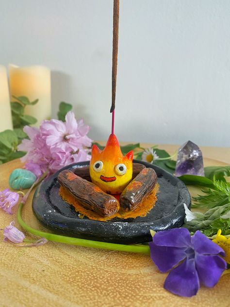 Pretty Incense Holder, Pokemon Incense Holder, Clay Incense Tray, Ghibli Incense Holder, Studio Ghibli Incense Holder, Polymer Incense Holder, Calcifer Incense Holder, Cute Incense Holder Clay Diy, Cute Clay Incense Holder