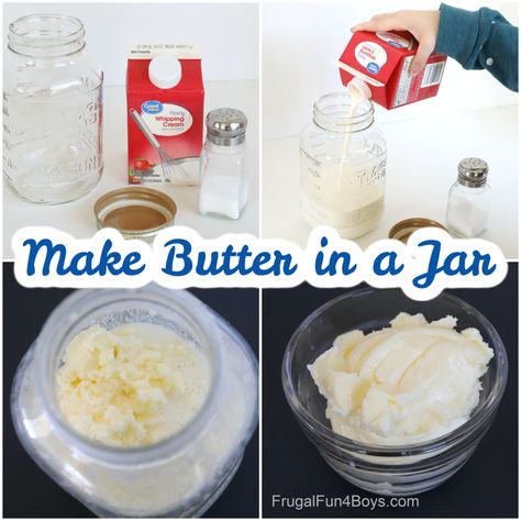 Diy Mason Jar Butter, Making Butter In A Jar, How To Make Butter In A Mason Jar, Making Butter In A Mason Jar, Butter In A Mason Jar, How To Make Homemade Butter In A Jar, Making Butter In The Classroom, How To Churn Butter Homemade, Mason Jar Butter How To Make