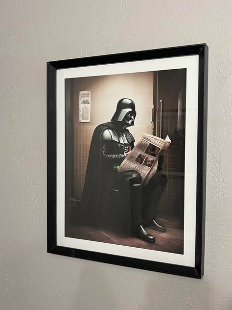 Amazon.com: Star Wars Bathroom Décor Art Print - Premium Giclee Fine Art Print - Aesthetic Modern Vintage Painting Style Darth Vader Stormtrooper Yoda Print Poster for Bathroom Wall Decor, Ready to Frame : Handmade Products Star Wars Bathroom Art, Star Wars Frame, Nerdy Wall Art, Adult Star Wars Bedroom, Star Wars Apartment, Apartment Decorating For Men Bedroom, Bathroom Decor Paintings & Prints, Movie Bathroom Decor, Star Wars Bathroom Ideas