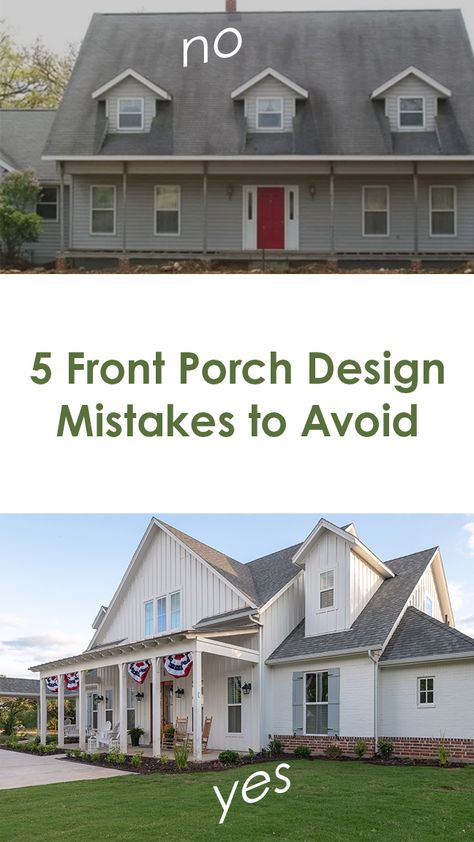 Adding A Front Porch To An Existing House, Concrete Front Porch Ideas Farmhouse, Front Porch Construction Ideas Design, Making Front Porch Bigger, Farmhouse Porch Addition, Front Porch On Sloped Yard, New Porch Design, Front Porch Length Of House, Widening Front Porch