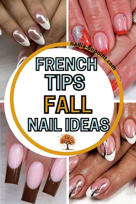 French Tip Fall Nails: Fresh Designs for the Season Fall Nail Tips Designs, Fall Color French Tip Nails, Nails French Tip Ideas, French Gel Nail Designs, French Tip Ideas, French Tip Fall Nails, November Nails Colors, Nails Fresh, Colored French Tips