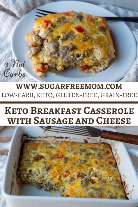 Low Carb Keto Breakfast Casserole with Sausage and Cheese (Gluten Free) Bariatric Breakfast, Low Carb Keto Breakfast, Breakfast Casserole With Sausage, Keto Breakfast Casserole, Casserole With Sausage, Low Carb Breakfast Casserole, Heavenly Recipes, Fantastic Recipes, Breakfast Low Carb