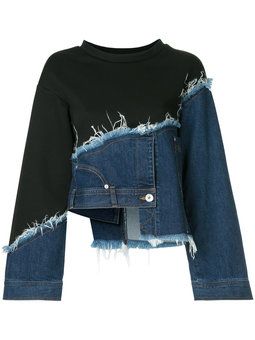 Vestiti In Jeans, Fashion Design Inspiration, Ropa Upcycling, Recycled Outfits, Upcycling Fashion, Denim Pullover, Denim Jumper, Denim Ideas, Pullover Outfit