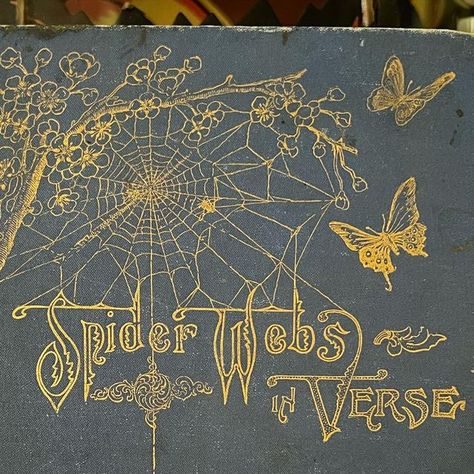 Vintage Halloween Store® on Instagram: "✨SOLD✨ Hard to find copy of Spider Webs in Verse by Charles William Wallace, 1892. In fair condition considering age, with beautiful gilded web on the cover and spine! Perfect for your spooky book collection. $65 includes shipping, DM for PayPal payment" Vintage Halloween Book Covers, Spooky Art Nouveau, Art Nouveau Spider Web, Art Nouveau Spider, Teeth Stone, Spider Web Art, Vintage Book Illustration, Spider Book, Spider Illustration