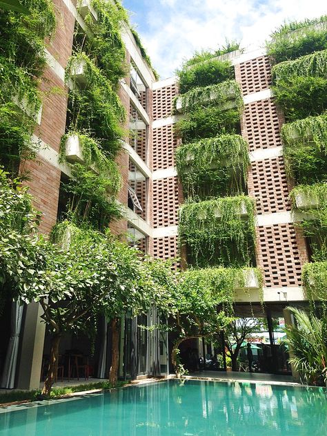 Green Building Architecture, Arch Building, Hotel Facade, Landscape Gardening, Eco Buildings, Green Facade, Eco Architecture, Hotel Building, Hotel Architecture