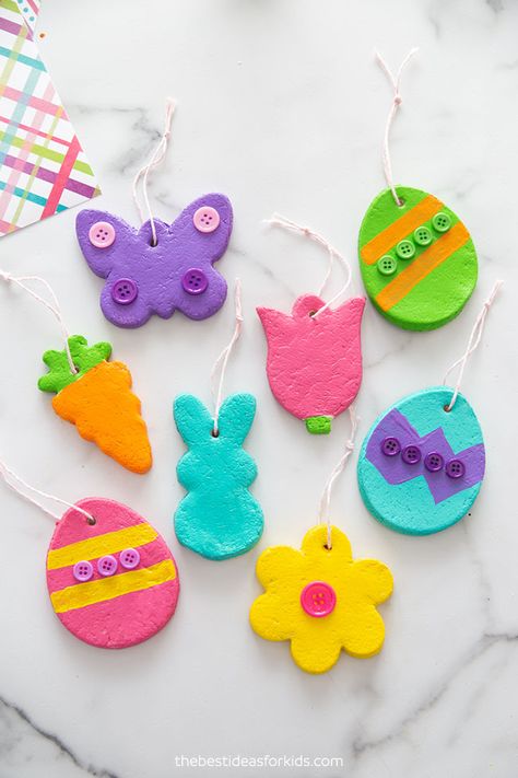 Easter Salt Dough Ornaments Salt Dough Easter, Ornaments Recipe, Salt Dough Projects, Easter Craft For Kids, Salt Dough Crafts, Salt Dough Recipe, Dough Ideas, Easter Arts And Crafts, Easter Ornaments