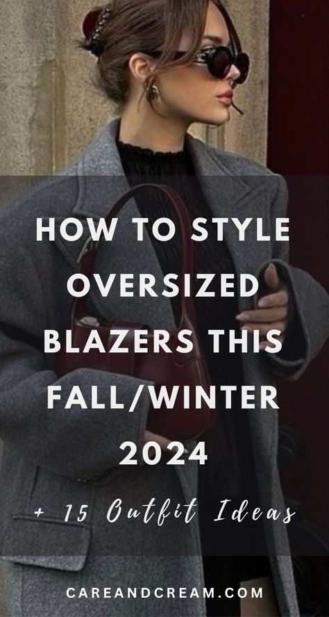 Explore the ultimate guide to oversized blazers for fall/winter 2024! Discover women's oversized blazer outfit ideas and top picks and learn how to style oversized blazers. Embrace fall winter outfits with these fall winter trends. Casual oversized blazer outfits, oversized blazers outfits. Baseball Cap Blazer Outfit, Dressy Blazer Outfits For Women, Oversized Blazer Styling, Outfits With Oversized Jackets, Blazer 2024 Trend, Blazer Outfits Casual Fall, Hoodie With Blazer Outfit, How To Style An Oversized Blazer, Oversized Blazer Outfits For Women