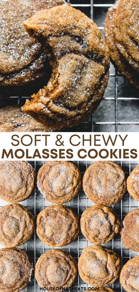 Molasses Cookies Soft Christmas, Molasses Cookies Chewy, Molasses Cookie Recipe, Soft Molasses Cookies, Molasses Cookie, Molasses Recipes, Cookies Chewy, Chewy Molasses Cookies, Christmas Cookie Recipes Holiday