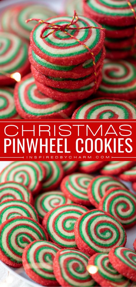 Here's another Christmas cookie idea for your tray! Strikingly colorful and vibrant while being delicious, these are the BEST Christmas Pinwheel Cookies. Save this holiday baking recipe and treat everyone to these slice-and-bake cookies! Decorative Christmas Cookies Recipes, Slice And Bake Pinwheel Cookies, Cranberry Pinwheel Cookies, Xmas Pinwheel Cookies, Christmas Swirl Sugar Cookies, Spiral Christmas Cookies, Pin Wheel Cookies Recipe, Christmas Cookie Pinwheels, Christmas Pinwheels Cookies