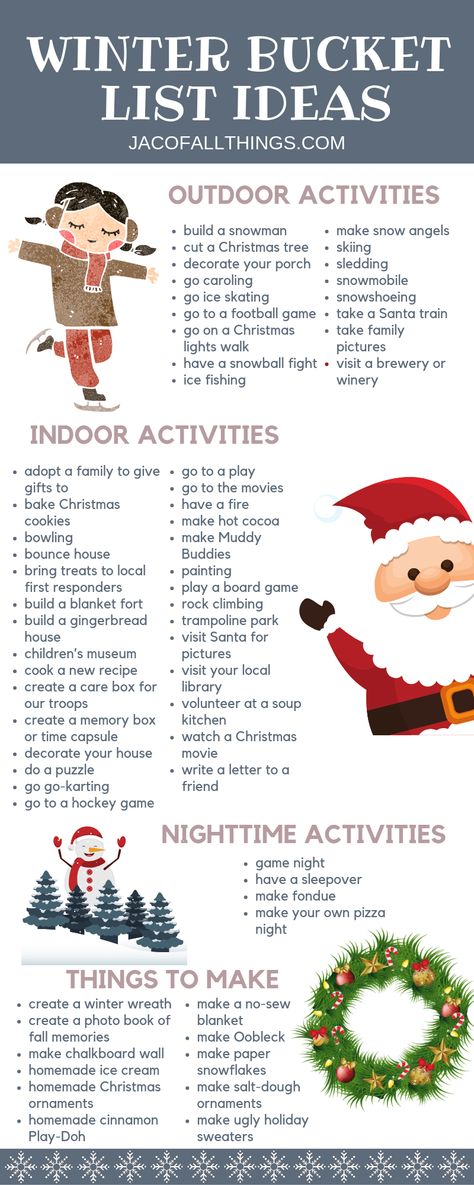 Winter Bucket List Ideas, Bucket Ideas, Christmas Bucket List, Christmas Bucket, Bucket List Ideas, Winter Bucket List, Winter Activities For Kids, List Ideas, Summer Bucket Lists