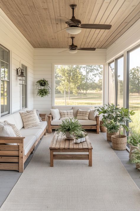 ♥ Are you dreaming of a cozy retreat to enjoy all year round? Explore these screened in porch ideas, perfect for creating a 4 season room or 3 season room. Transform your outdoor space with front porch decor and small enclosed porch ideas. From DIY screened in porch projects to budget-friendly screened porch designs, find inspiration for your own relaxing oasis. 🌿🏡 #enclosedporchideas #sunroomideas #frontporchdecor #cozysunroom #modern #farmhouse #rustic Small Enclosed Porch Ideas, Diy Screened In Porch, Enclosed Porch Ideas, Modern Screened In Porch, Small Enclosed Porch, Modern Farmhouse Sunroom, Screened In Porch Ideas, Enclosed Patio Ideas, Small Porch Ideas