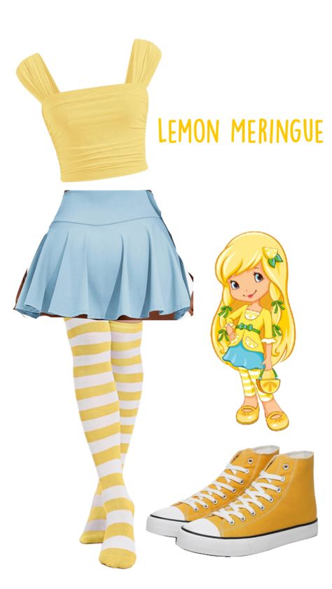 Lemon Meringue Costume, Lemon Costume, Lemon Merengue, Strawberry Shortcake Outfits, Lemon Meringue, Themed Outfits, Strawberry Shortcake, Meringue, Halloween Costumes