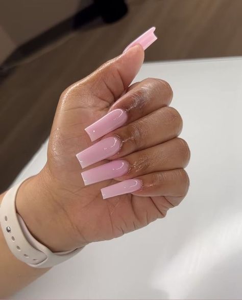 Nail Cam, Tapered Square Nails, Milky Nails, Colored Acrylic Nails, White Acrylic Nails, Short Square Acrylic Nails, Nail Sets, Acrylic Nails Coffin Pink, Long Square Acrylic Nails