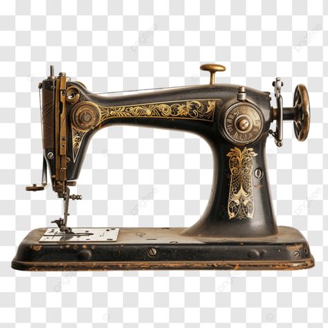 Steampunk Sewing Machine, Sewing Machine Aesthetic, Sewing Machine Png, Sewing Machine Design, Sewing Artwork, White Sewing Machine, Machine Image, Aesthetic Objects, Antique Sewing Machines