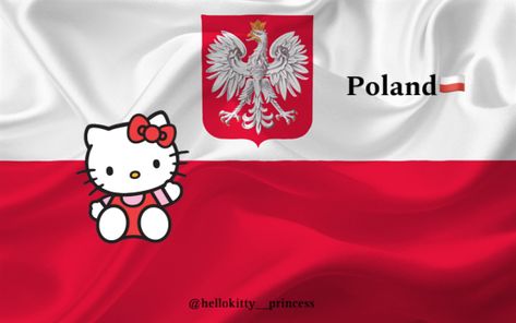 Poland Flag Aesthetic, Cute Kawaii Aesthetic, Poland Flag, Hello Kitty Collection, Kawaii Aesthetic, September 22, Cute Kawaii, Cute Characters, Poland