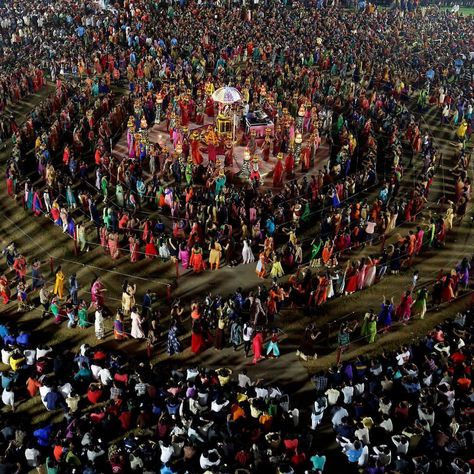 Hindu devotees perform a traditional folk dance during the celebrations to mark the Navratri festival, in which devotees worship Hindu goddess Durga, at Surat in the western state of Gujarat, India, Sept. 28, 2017. Photograph by Amit Dave—@reuters  via ✨ @padgram ✨(http://dl.padgram.com) Navratri Pictures, Navratri Celebration, India Bucket List, Garba Dance, Dance India Dance, Navratri Garba, Navratri Festival, Dance Images, Quotes Status