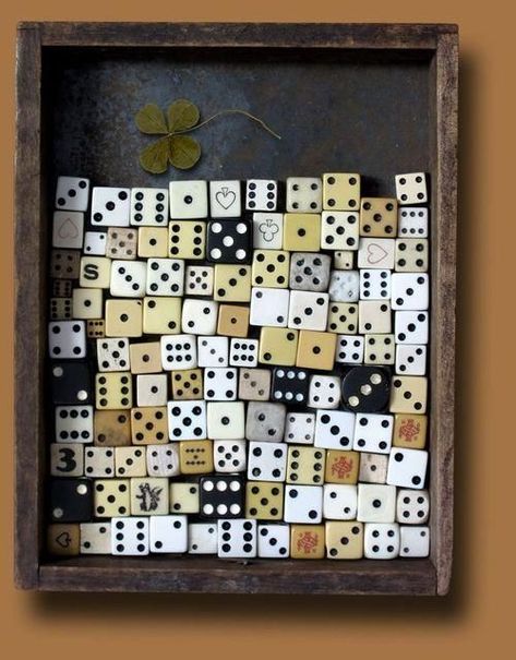 Dice Decoration Ideas, Printers Tray Decor, Dice Display Ideas, Collectible Display Ideas, Collections Of Objects Display, Cabin Vibes, Hantverk Diy, Domino Art, Creativity Inspiration