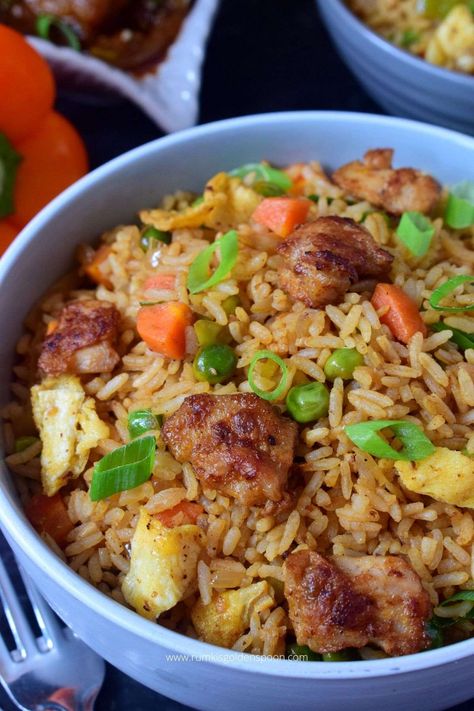 Chicken fried rice recipe | Chicken fried rice restaurant style | How to make chicken fried rice Chicken Fried Rice Bowl, Bulgur Fried Rice, Chicken Fry Rice, Indian Chicken Fried Rice, Ground Chicken Recipes Easy, Fried Rice And Chicken, Curry Fried Rice, Lunch Bowls, Veg Recipe