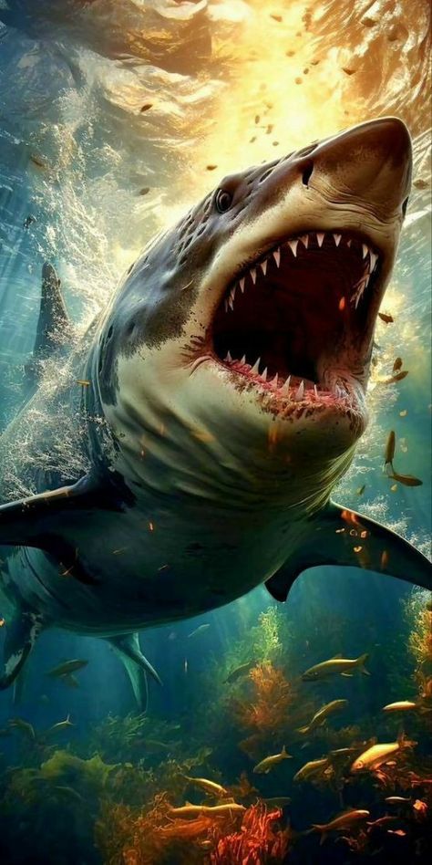 Shark Wallpaper, Ikan Air Tawar, Shark Photos, Shark Pictures, Wild Animal Wallpaper, Navi A Vela, Underwater Painting, Megalodon Shark, Shark Gifts