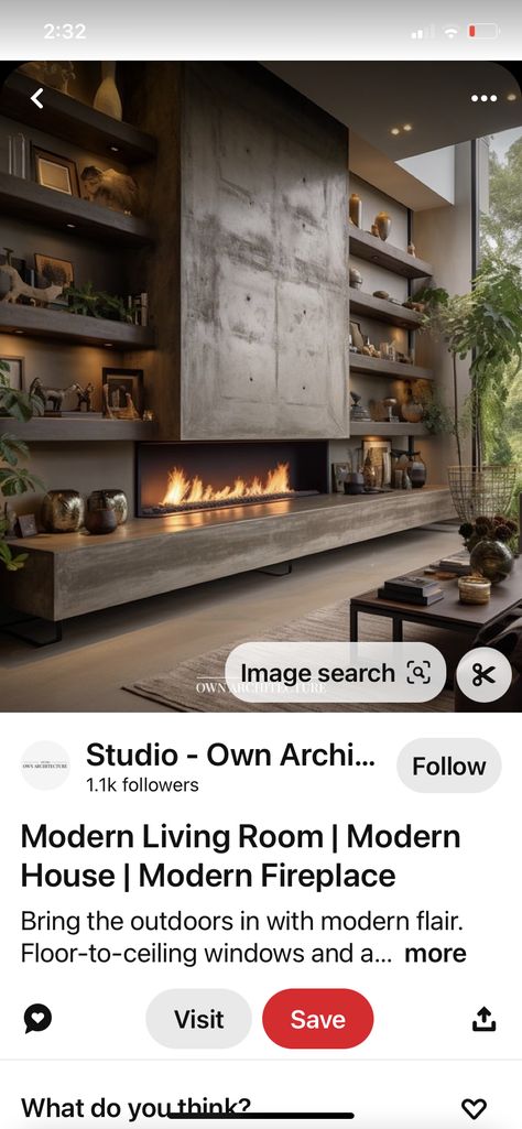 Stone Wall With Fireplace, Kiva Fireplace, Stone Fireplace Wall, Pottery Barn Style, Modern Mountain Home, Modern Mountain, Modern Fireplace, Floor To Ceiling Windows, House 2