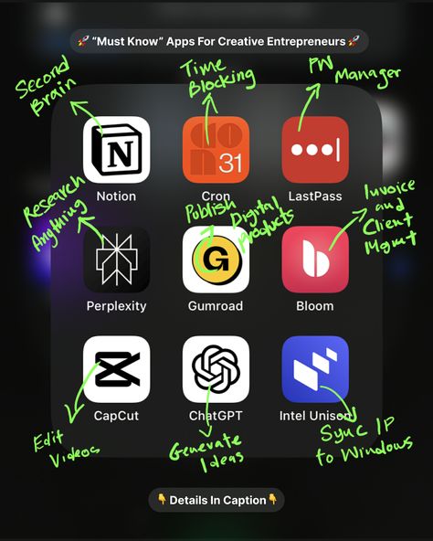 These are the iphone apps I rely on daily, or often weekly, as both a Product/Web Designer, digital biz owner, and content creator. Do you have any apps for entreps to share? Feel free to comment and help others like us! And also, Check out my collection of free Notion templates with no catch, tailored for busy achievers. Apps Like Notion, Productive Apps Iphone, App For Content Creator, Digital Product Template, Iphone Automation Ideas, Content Creator Apps, Digital Creator Ideas, Character Ais App, How To Make An App