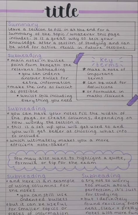 Ideas For Notes Writing, How To Write A Good Summary, School Note Taking Ideas, School Book Ideas Aesthetic, Organizing Ideas For Notebooks, Ways To Take Notes High Schools, Summary Sheets Ideas, Study Note Idea, Things To Write In School Notebook