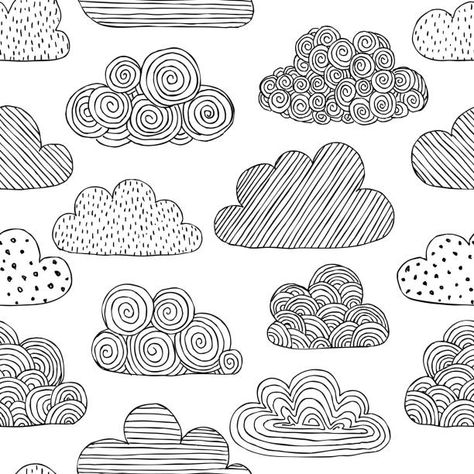 Cloud Doodles Simple, Clouds Doodle, Cloud Drawings, Doodle Clouds, Cloud Doodle, Doodles Ideas, Doddle Art, Arte Doodle, Zen Doodle Patterns