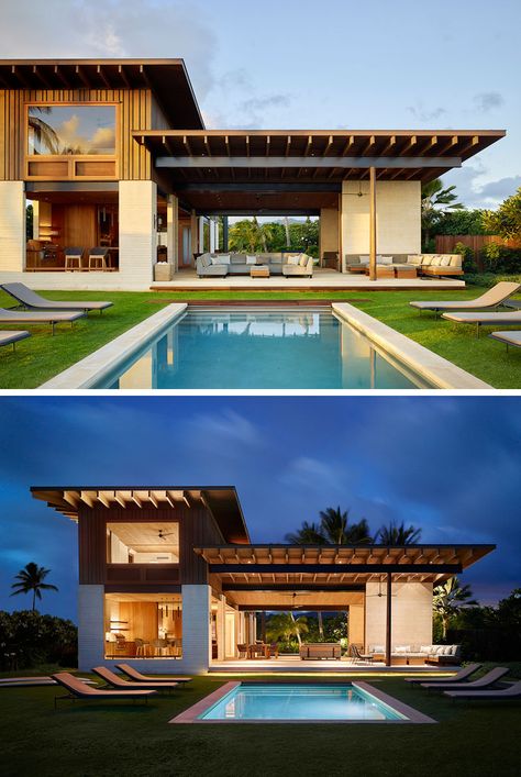 Tropical House Design, Beach House Interior Design, Rest House, Casa Country, Hawaii Homes, Modern Beach House, Beach House Interior, Tropical House, Beach House Design