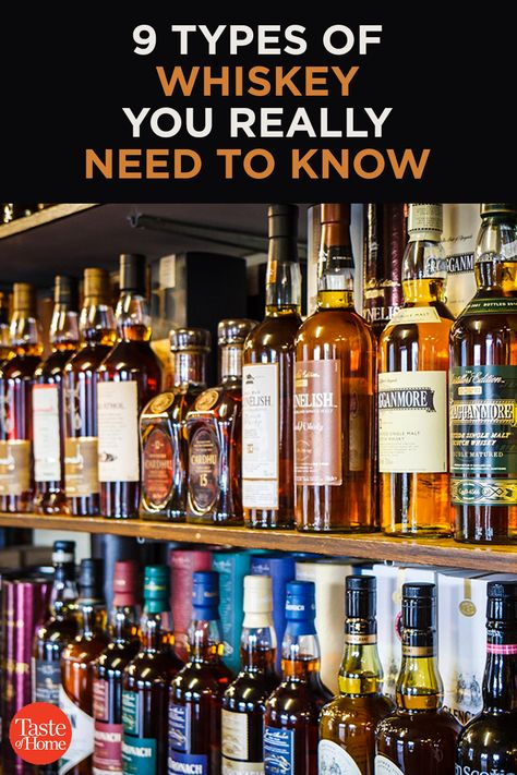 Types Of Whiskey Chart, Type Of Whiskey, Bourbon Pairings, Good Whiskey Brands, Types Of Whiskey, Best Whiskey, Bourbon Tasting, Liquor Recipes, Single Malt Whiskey