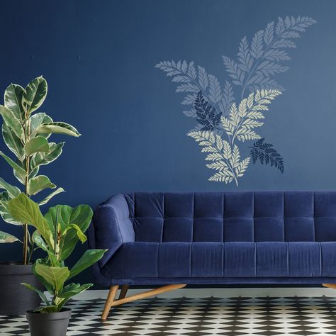 Fern Mural, Create Wallpaper, Floral Wall Stencil, Leaf Wall Stencil, Wall Stencil Designs, Furniture Stencil, Large Wall Stencil, Stencil Wall Art, Stencil Wall