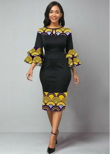 Best African Dresses, Short African Dresses, African Dresses Modern, African Wear Dresses, Gaun Fashion, Flare Sleeve Dress, Fashion Dresses Online, Short Gowns, African Print Dresses