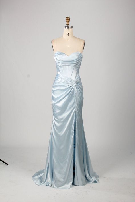 Silk Dresses For Prom, Wrap Prom Dress, Colourful Prom Dress, Where To Get Prom Dresses, Night Prom Dress, Baby Blue Prom Dress, Cinderella Prom Dress, Fitted Prom Dress, Sky Blue Outfit