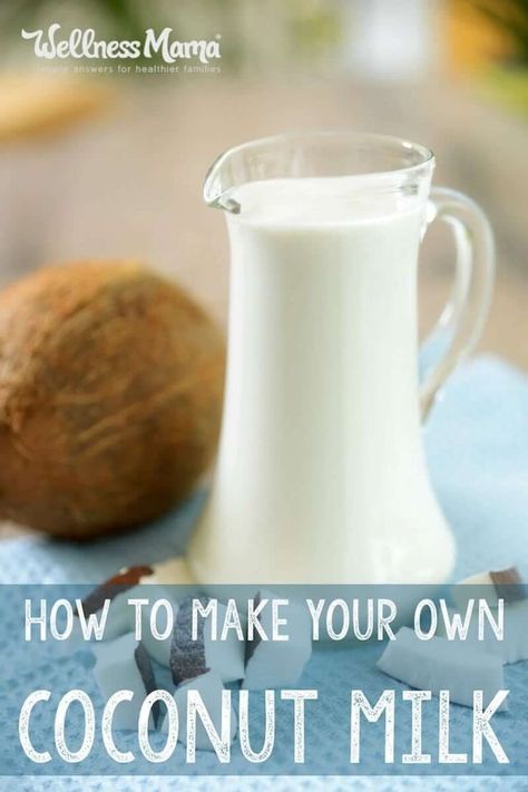 Homemade Coconut Milk, Make Coconut Milk, Saturated Fats, Wellness Mama, Coconut Milk Recipes, Vegan Milk, Healthy Drink, Nut Milk, Milk Recipes