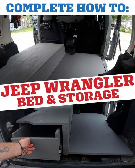 Sleep in a Jeep Wrangler bed storage platform how to build article Jeep Sleeping Platform, Jeep Bed Camping, Jeep Wrangler Bed In Back, Jeep Wrangler Camper Conversion, Jeep Wrangler Trunk Organization, Jeep Wrangler Sleeping Platform, Jeep Wrangler Diy Projects, Jeep Wrangler Jku Ideas, Jeep Wrangler Camping Ideas