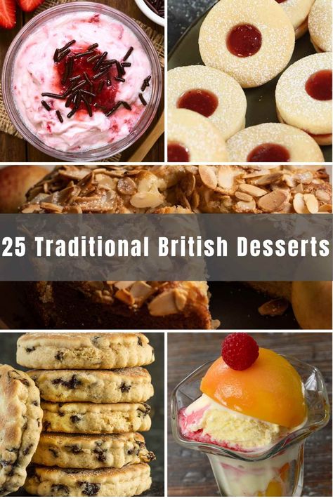 25 Best Traditional British Desserts - IzzyCooking Easy British Recipes, British Cakes, British Cookies, British Food Traditional, British Snacks, British Baking Show Recipes, British Bake Off Recipes, British Cake, English Biscuits