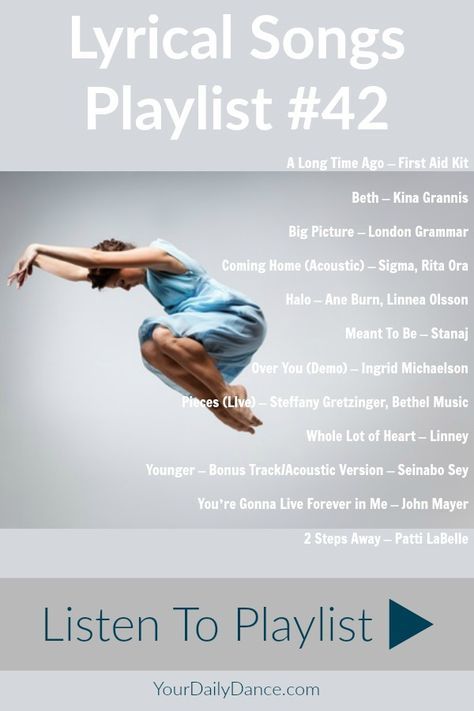 Best Songs For Lyrical Dance, Contemporary Dance Playlist, Best Lyrical Dance Songs, Lyrical Duet Songs, Contemporary Dance Songs Playlists, Lyrical Dance Songs Solo, Good Lyrical Dance Songs, Good Songs To Dance To, Lyrical Songs For Dancers