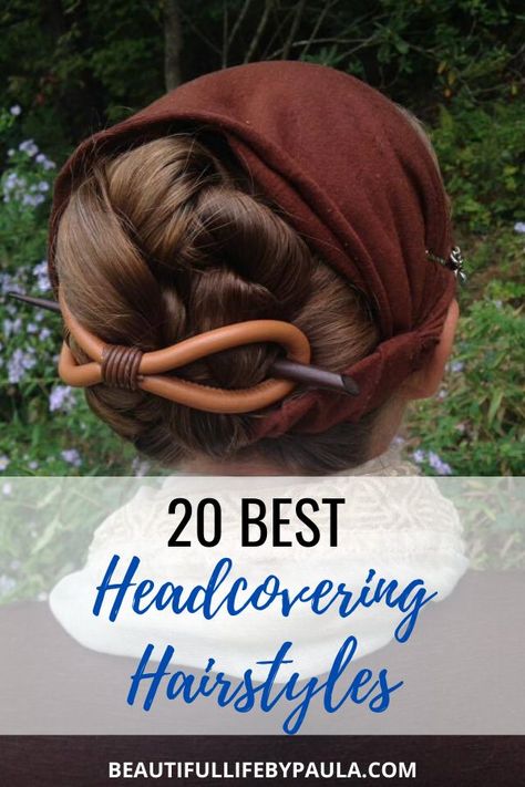 There are so many ways to beautifully and modestly wear your hair up while wearing a head covering! In this post, I share with you some headcovering ideas that are beautiful and feminine, but stay secure all day So no matter if you are Mennonite, Amish, c Hairstyles With Headcoverings, Rennes, Indian Head Covering, Fantasy Headscarf, Hair Cover Ideas, Orthodox Christian Headcovering, Hair Covering Styles, Diy Headcoverings, How To Wear A Head Covering