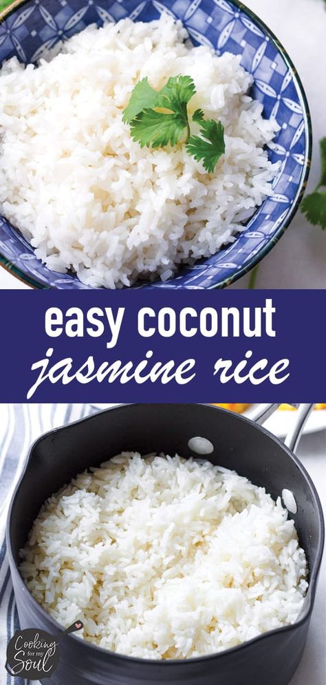 Rice With Coconut Milk, Coconut Jasmine Rice, Jasmine Rice Recipes, Coconut Rice Recipe, Rice Side, Coconut Milk Recipes, Rice Side Dishes, Coconut Rice, Jasmine Rice