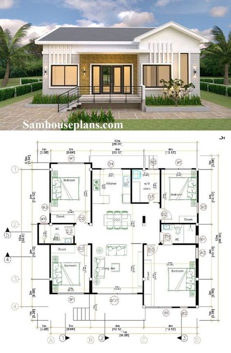 House Design Plans 4 Bedroom, 3 Bedroom Small Home Floor Plans, 4 Bedroom One Floor House Plans, 4 Bedroom House Floor Plans, House Plans 40x40, Small 4 Bedroom House Plans Simple, Europe House Design, 4 Bedroom Small House Plans, 4bedroom House Plans Simple