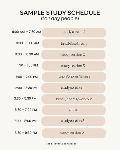 the sample study schedule for students to learn how to use it in their class room Schedule Organization School, Study Scedual Aesthetic, Early Morning Study Schedule, Productive Study Schedule, Best Schedule For Study, 10 Hr Study Schedule, 8 Hr Study Schedule, How To Study For Finals In 2 Weeks, Semester Study Plan