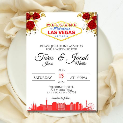 Vegas Vow Renewal, Vegas Wedding Invitations, Las Vegas Wedding Invitations, Vegas Themed Wedding, Bachelorette Vegas, Vow Renewal Invitations, Destination Wedding Invitation, Las Vegas Sign, Vegas Sign