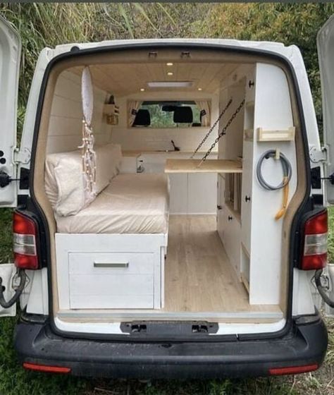 26 Cool Small Camper Van Interior Ideas that Feel Like Home T4 Camper Interior Ideas, Camper Van Interior Ideas, Minivan Conversion, Van Interior Ideas, Custom Van Interior, Small Camper Interior, Camper Van Interior, Small Camper Vans, Kangoo Camper