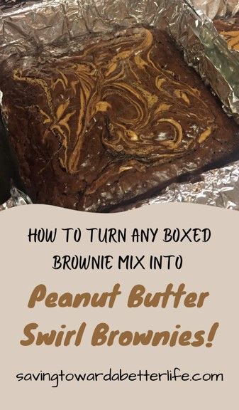 How to Turn Any Brownie Mix Into Peanut Butter Swirl Brownies! Brownies With Pudding Recipes, Cake Mix Peanut Butter Brownies, Brownies And Peanut Butter Recipes, Recipes That Use Box Brownies, Desserts With Boxed Brownies, Chocolate Brownies With Peanut Butter, Brownies Peanut Butter Swirl, How To Spice Up Boxed Brownies, Boxed Brownies With Peanut Butter