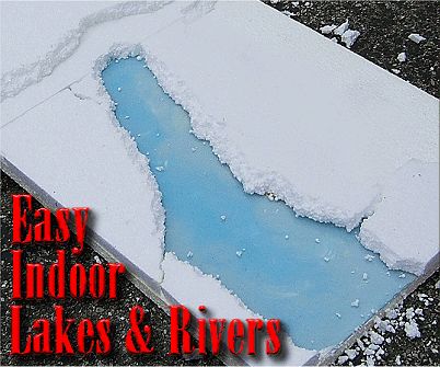 Easy Indoor Lakes and Rivers - A 'how-to' article...excellent directions Diy Christmas Village Displays, Christmas Tree Village, Frozen Pond, Christmas Village Sets, Diy Christmas Village, Christmas Village Houses, Christmas Village Display, Village Display, Glitter Houses