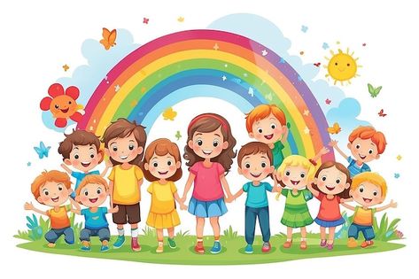 Rainbow Children, Wall Art Tutorial, Flower Picture Frames, Bicycle Painting, Background Powerpoint, Happy Children's Day, Care Logo, Board Decoration, Valentine's Day Quotes