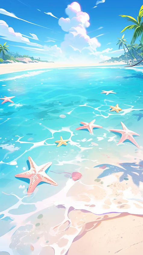 Free Photo | Cartoon style summer scene with beach Beach Phone Wallpaper, Beach Cartoon, Ocean Illustration, Sea Illustration, Cute Summer Wallpapers, Beach Illustration, Summer Scenes, Photo Summer, Summer Illustration