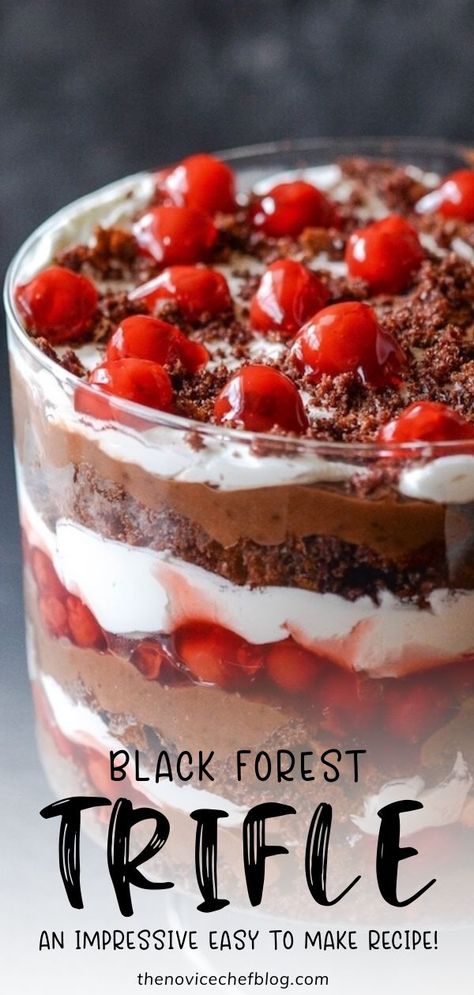 Tart Cherry Trifle, Triffle Recipe, Dessert Trifles, Recipes 4th Of July, Black Forest Trifle, Trifle Bowl Recipes, Trifle Dessert Recipes, Black Color Hairstyles, Whipped Cream Topping