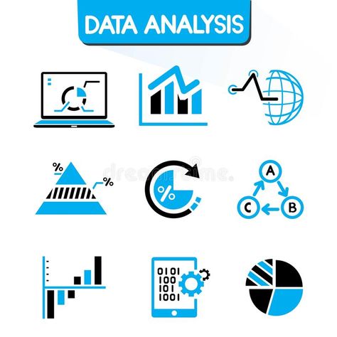 Data Analysis Design, Research Logo, Theme Illustration, Blue Theme, Data Analysis, Big Data, Icon Set, Design Inspo, Stock Illustration